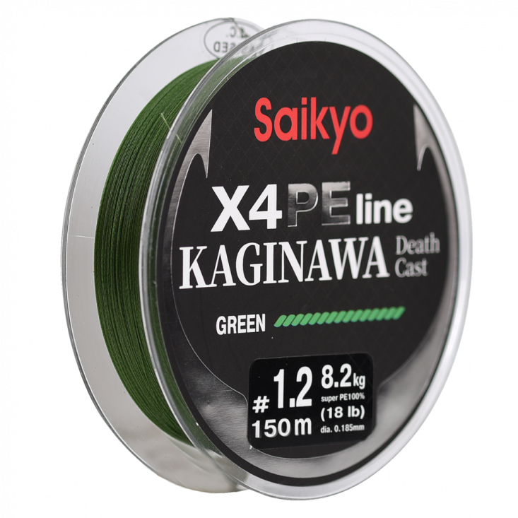 Шнур Saikyo KAGINAWA X4PE 150m, зеленый #1.2 (0,185mm), 8,2kg
