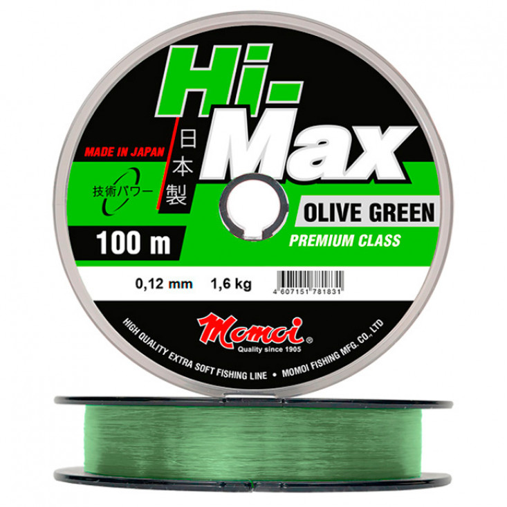 Momoi Hi-Max Olive Green, 100 м, зелёная (0,12 мм, 1,6 кг)