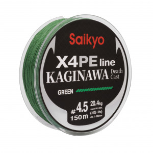Шнур Saikyo KAGINAWA X4PE 150m, зеленый #4.5 (0,38mm), 20,4kg