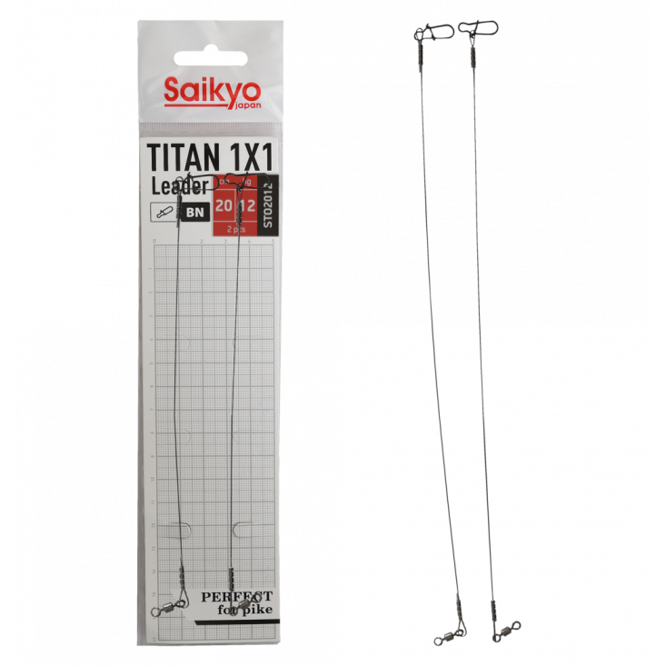 Поводок Saikyo Titan 1x1 STO2012, 12кг/20см, 2шт